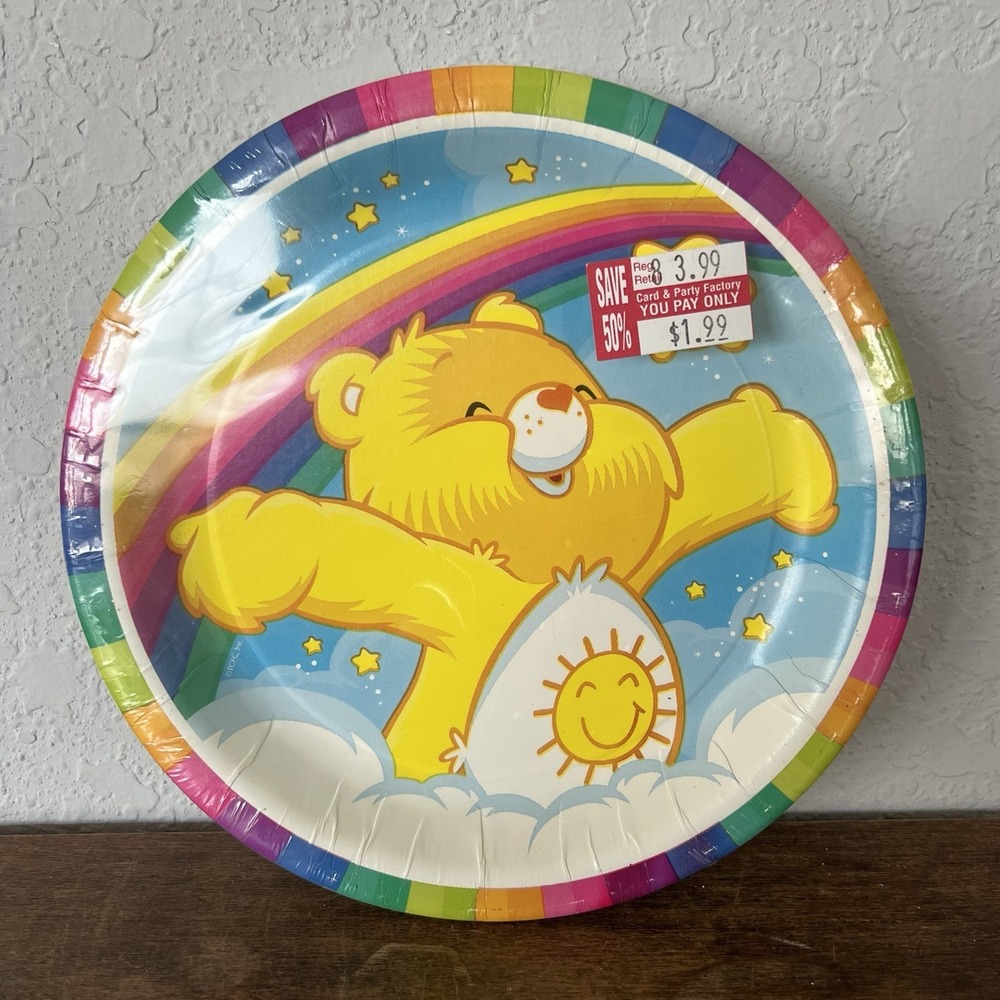 VTG Party Supplies‎ Care Bears Rainbow Colors Plates 2002 8 Pack 7 in Diameter